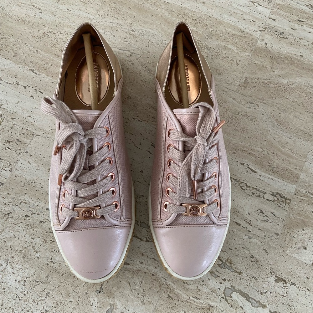 Michael Kors Sneakers - 8M (dusty rose and rose gold; leather and canvas)